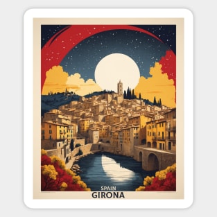 Girona Spain Starry Night Travel Tourism Retro Vintage Art Sticker